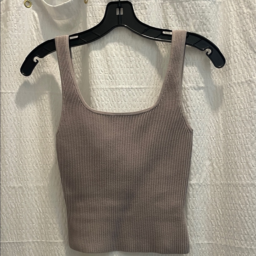 Babaton Taupe Ribbed Tank Top